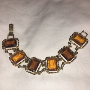 Vintage Sara Coventry Amber Link Bracelet